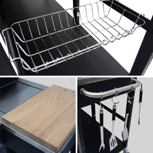 Barbecue gaz 4 brûleurs + 1 feu latéral, cuisine d'extérieure avec évier avec housse D'ARTAGNAN AVEC HOUSSE