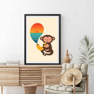 Affiche  monkey banana Affiche + cadre en bois - Noir
