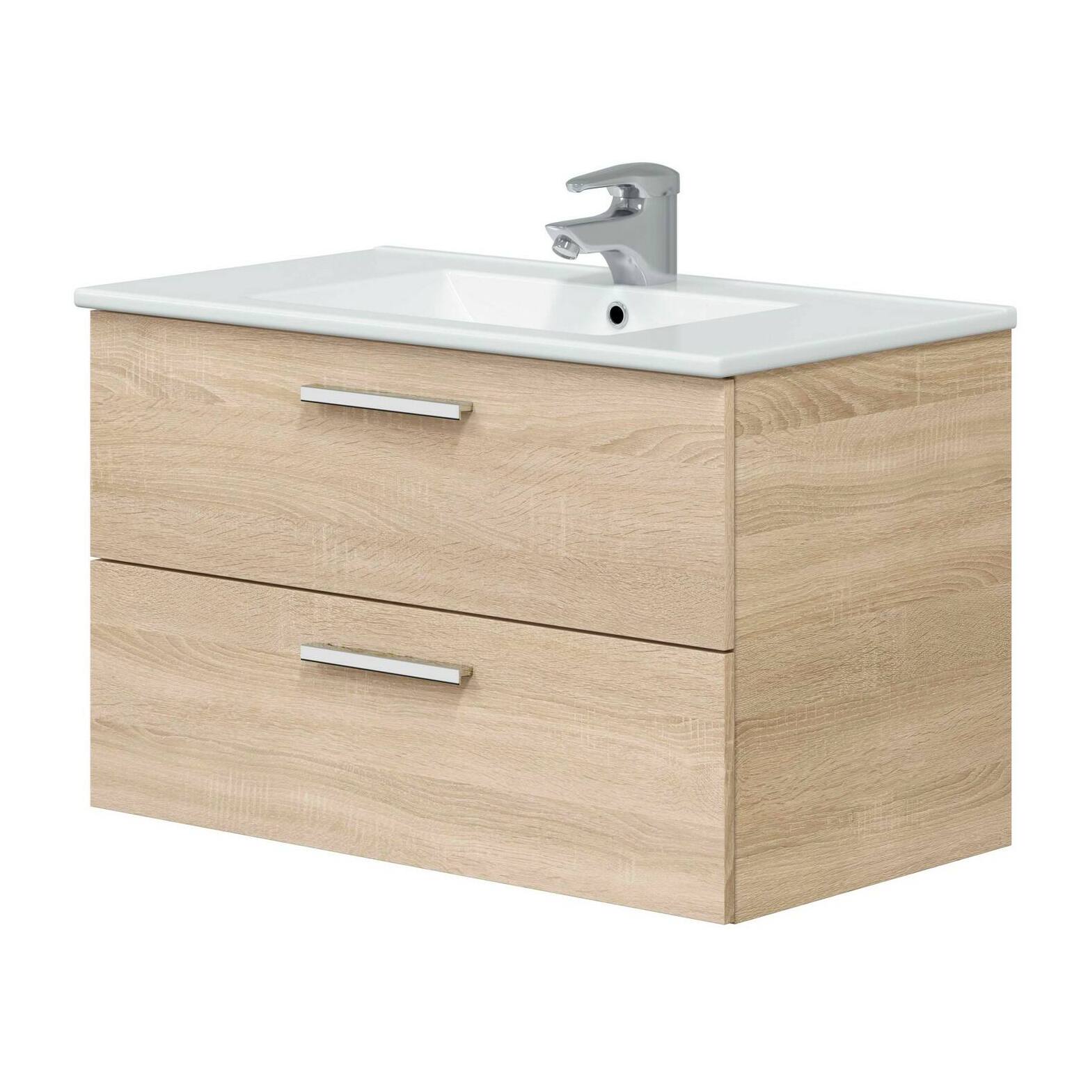 Mobile sottolavabo Felix, Mobiletto da bagno, Contenitore porta lavabo, Armadio per lavandino, 80x45 h50 cm, Rovere