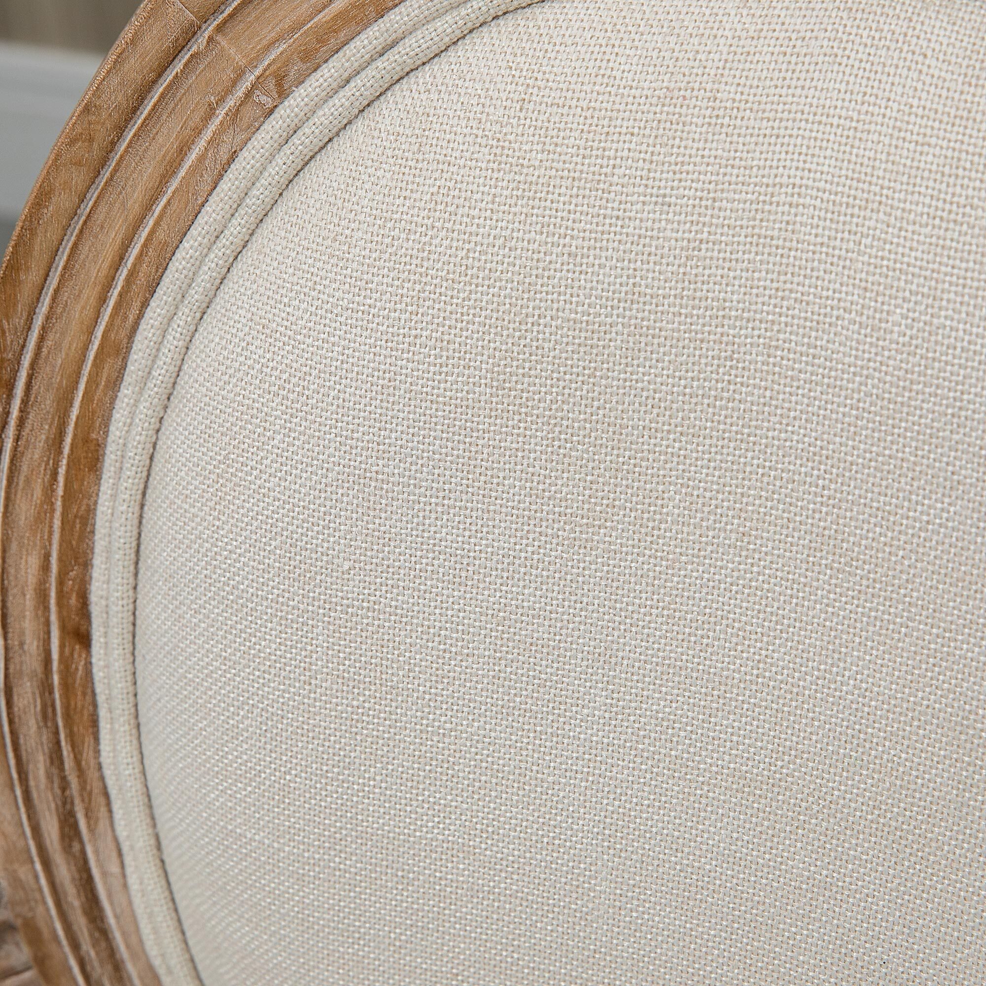 Chaise de salle à manger chaise de salon médaillon style Louis XVI bois hévéa patiné sculpté tissu beige