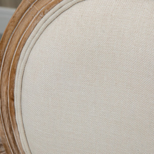 Chaise de salle à manger chaise de salon médaillon style Louis XVI bois hévéa patiné sculpté tissu beige