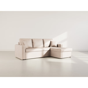 Cyrus - Canapé d'angle réversible 4 places - convertible avec coffre - en simili - Beige