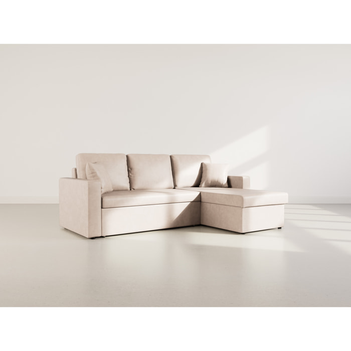 Cyrus - Canapé d'angle réversible 4 places - convertible avec coffre - en simili - Beige