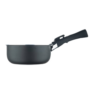 juego de 3 cazos ø16ø18ø20cm aluminio prensado negro y heat dot + mango desmontable