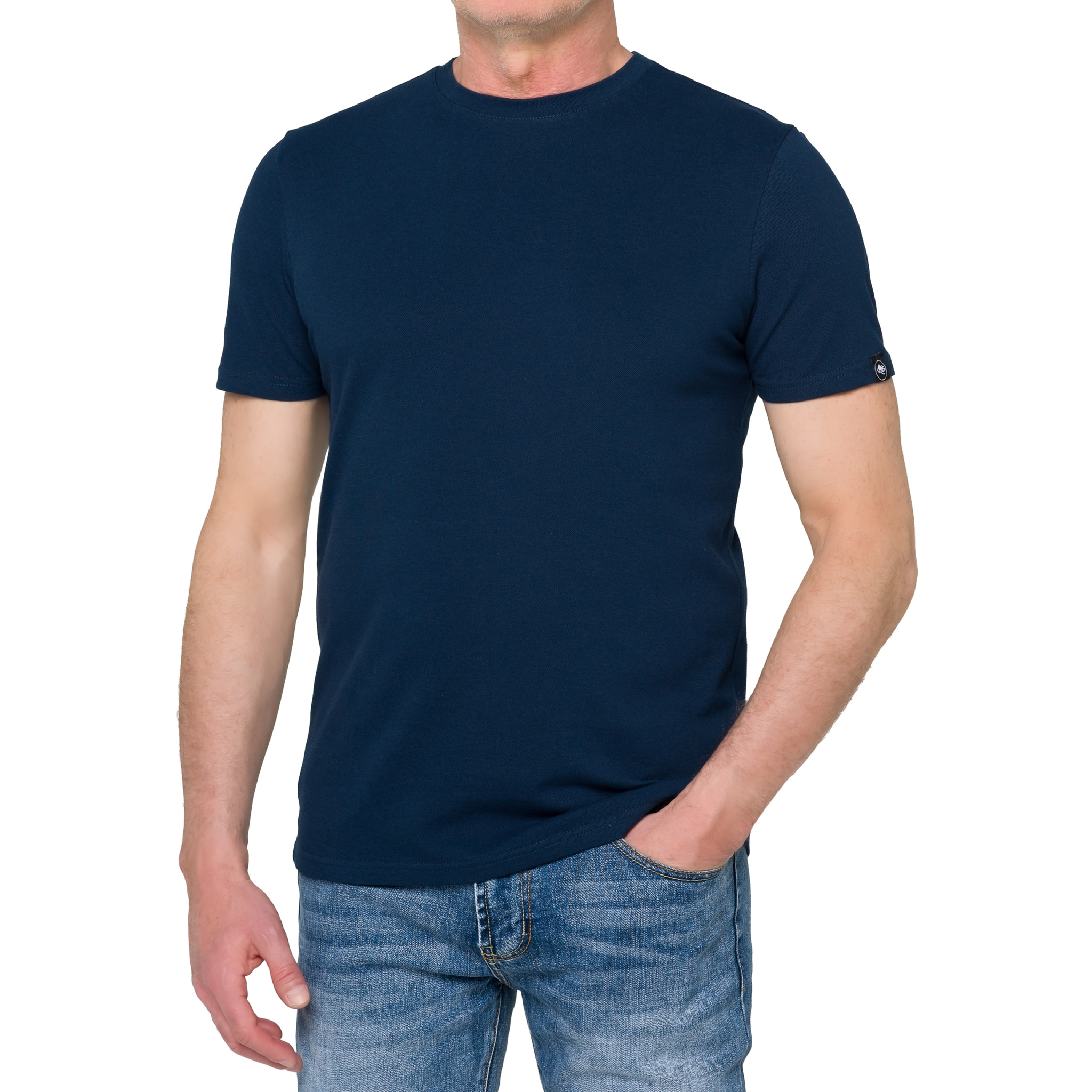 Camiseta PANGAI en algodón piqué azul marino