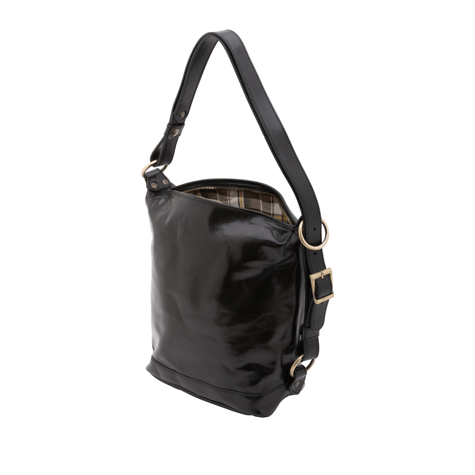 Borsa a secchiello  da donna In Vera pelle Made in Italy 34x33x15 cm