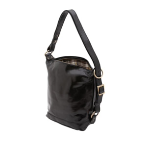 Borsa a secchiello  da donna In Vera pelle Made in Italy 34x33x15 cm