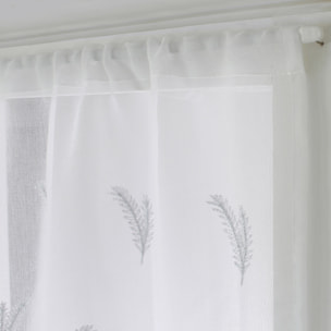 Paire de petits voilages aux broderies bicolores - Blanc