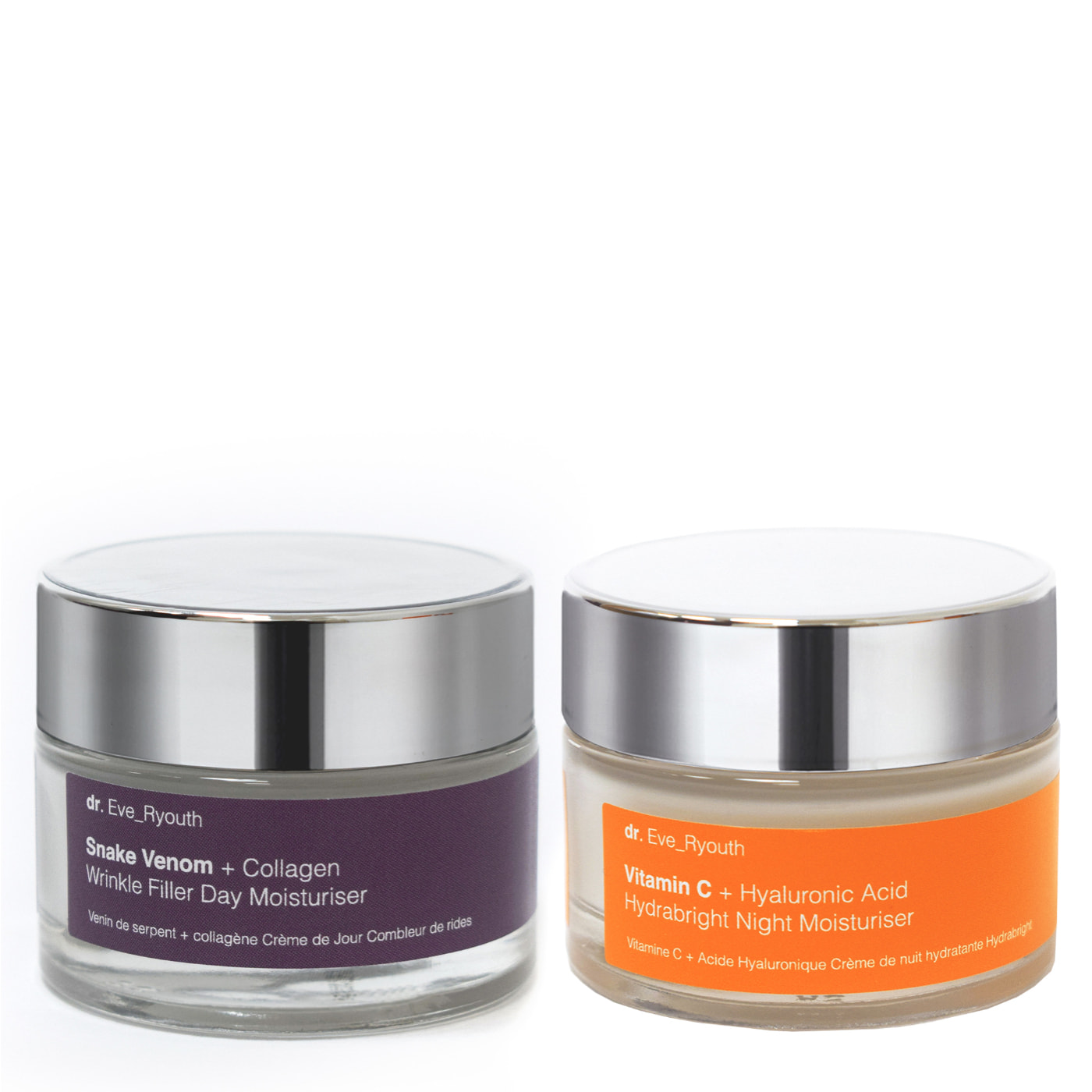 Veneno de Serpiente + Colágeno Rellenador de Arrugas Hidratante de Día 50ml + Vitamina C + Ácido Hialurónico Hidrabright Hidratante de Noche 50ml