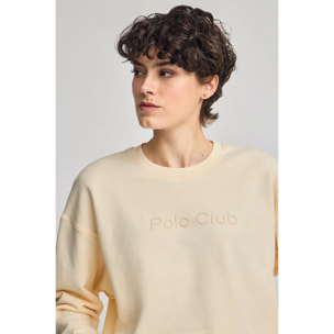 Felpa ecrù con logo frontale in gomma Polo Club
