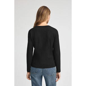 Camiseta negra de manga larga con brillantes Polo Club