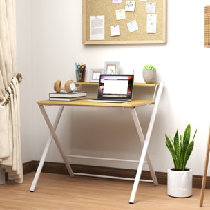 Escritorio Plegable Mesa de Escritorio Plegable con Estante Abierto Escritorio Pequeño para Estudio Hogar Oficina 86x66x82 cm Natural