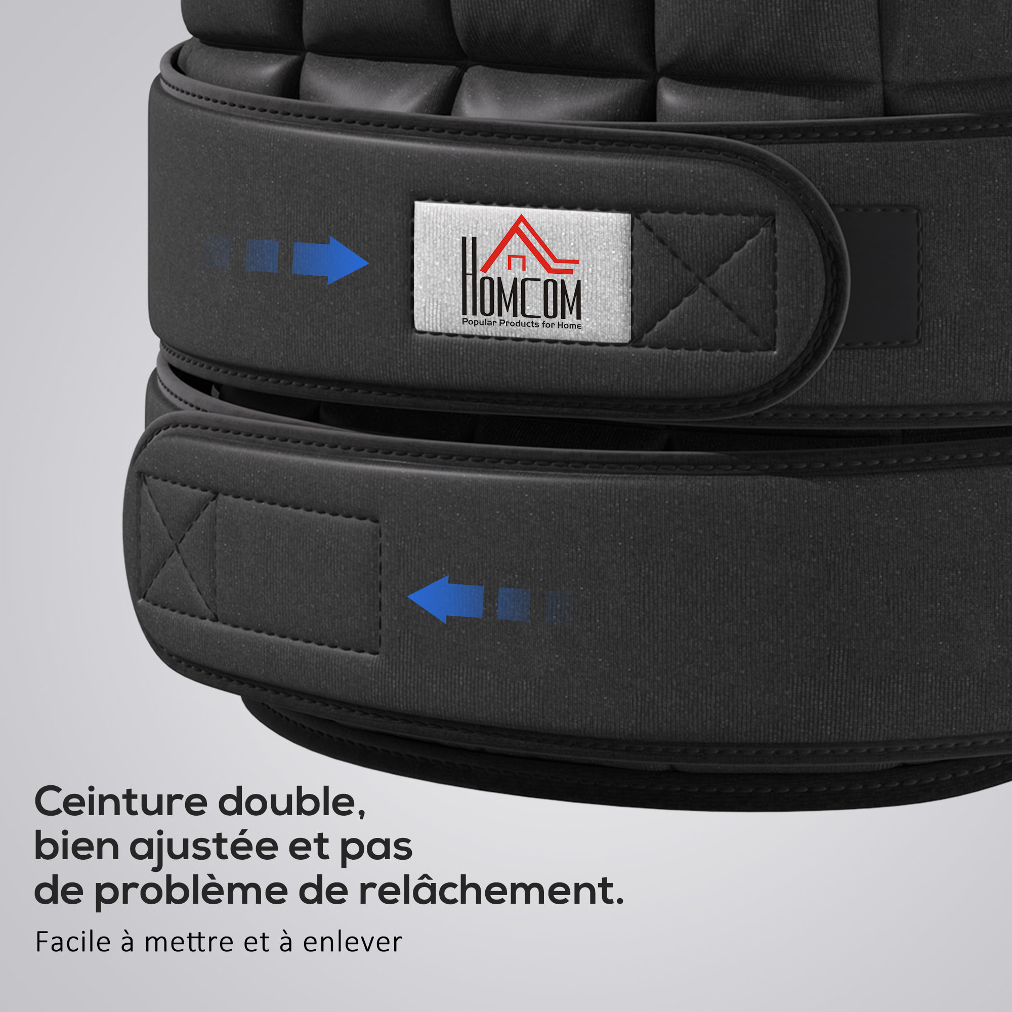 Gilet lesté réglable veste lestée 10 Kg max. poids amovibles entrainement musculation exercice boxe oxford noir