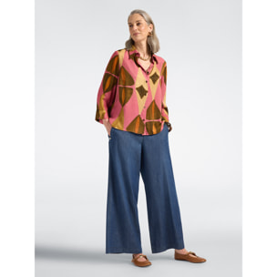 Elena Mirò - Camicia ampia in viscosa stampata - Rosa