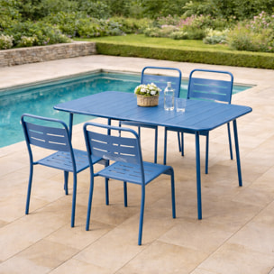Ensemble table de jardin 120 cm et 4 chaises bleu EVORA