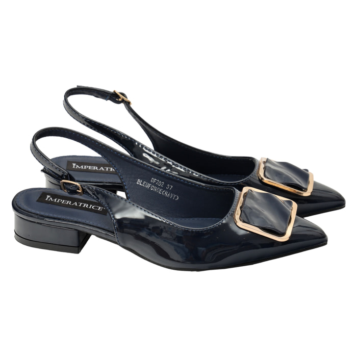 Ballerine in simil pelle verniciata con applicazione