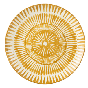 J-Line Assiette Jam Porcelaine Blanc/Ocre