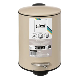 Poubelle métal soft close 3L "Colorama" beige naturel