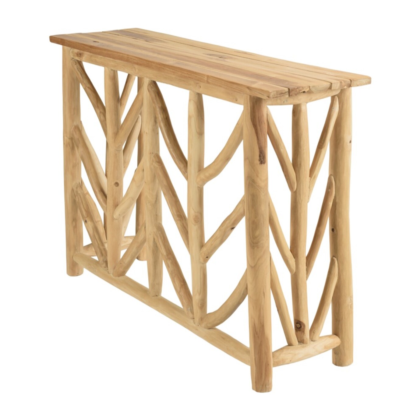 WILL - Console en bois de teck naturel piètement ajouré