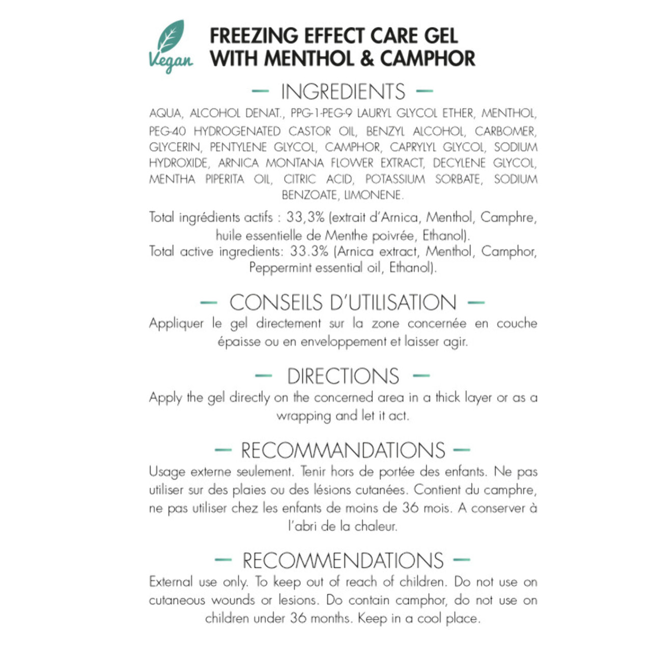 MEDICAFARM - Gel de soin CRYO-K - Gel de Soin "effet froid intense" - Menthol & Camphre - Sans paraben - Lot de 2 tubes 125 ml