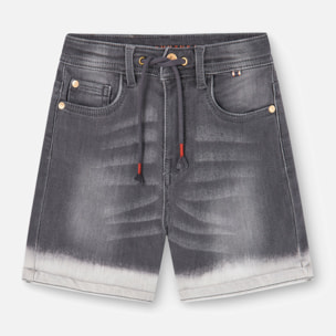 Bermudas para niÃ±o en denim liso de color gris, PantalÃ³n