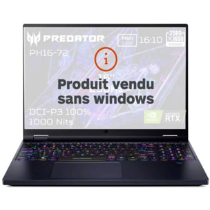 PC Gamer ACER Predator Helios 16 PH16-72-98Z7 Sans OS