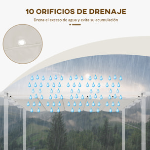 Cubierta para Pérgola Retráctil 3,5x2,5m Toldo con 10 Orificios de Drenaje Crema