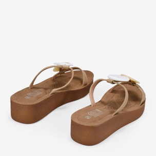 Sandalias de cuña arena con piedras