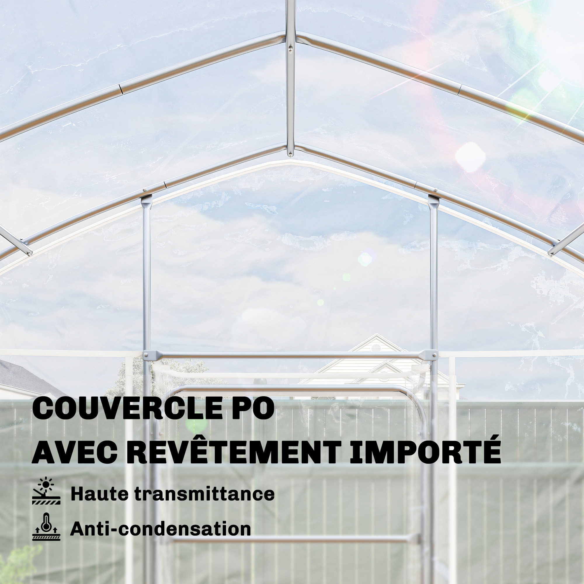 Serre tunnel jardin 12 m² - 2 portes - acier galvanisé - bâche transparente