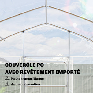Serre tunnel jardin 12 m² - 2 portes - acier galvanisé - bâche transparente