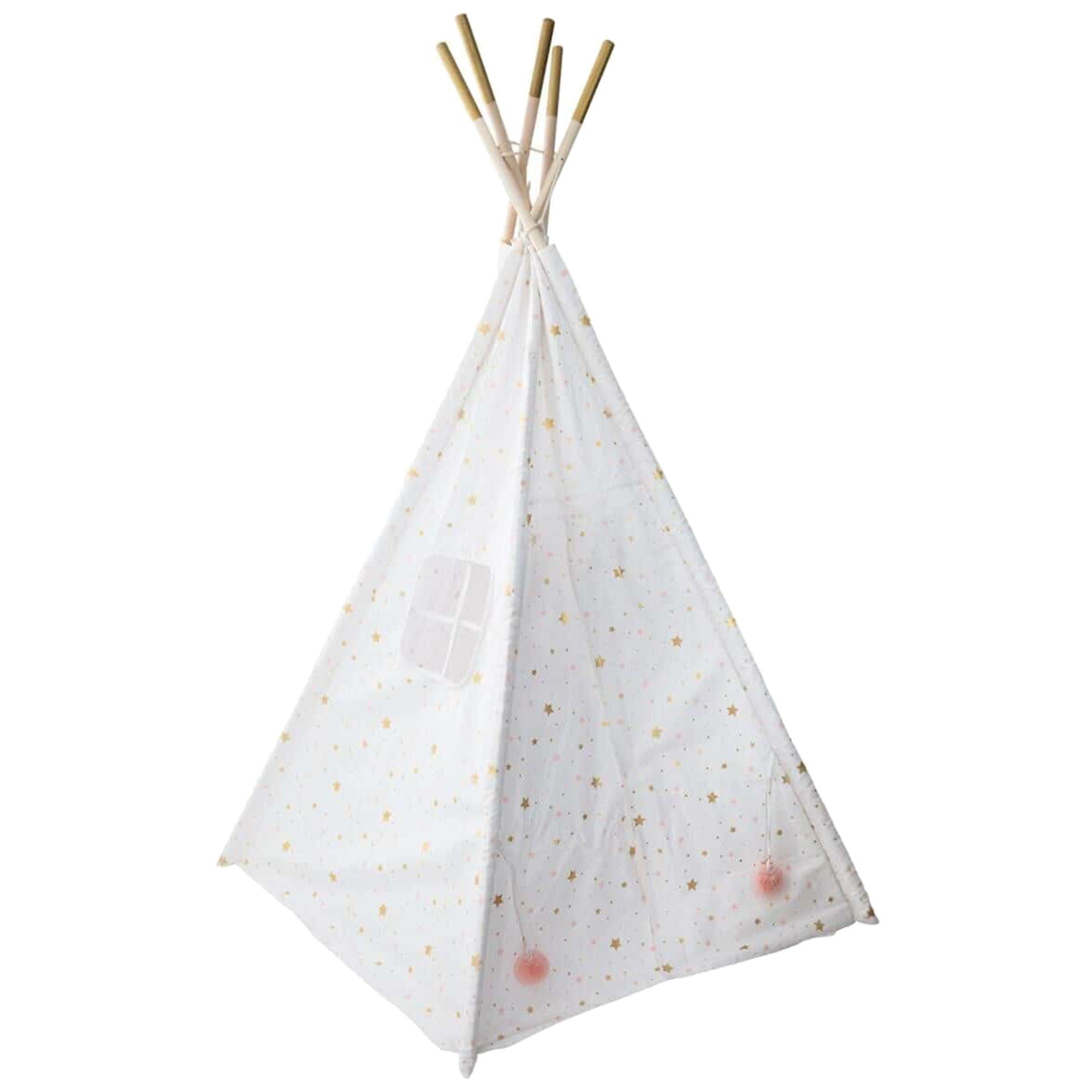 Tipi  alta gama Altura 160 cm Blanco con estrellas rosa y oro