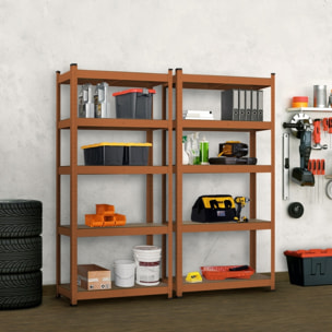 Scaffali metallici 150x75x30 cm mattone 5 ripiani