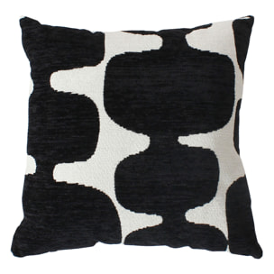 Coussin décoratif déhoussable jacquard motif moderne - Noir