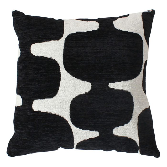 Coussin décoratif déhoussable jacquard motif moderne - Noir