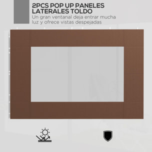 Outsunny Paredes Laterales para Carpa de 2 Paneles 295x195 cm Paredes Laterales de Repuesto de Tela Oxford con Ventana para Carpas de 6x3 m 3x3 m Marrón