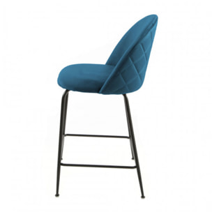 Lot de 2 chaises de bar en velours avec piètement en métal noir - CLEA