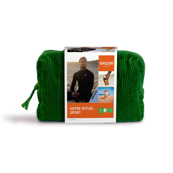 WELEDA - TROUSSE SOINS HYGIENE SPORT : Roller à l'Arnica + Huile de Massage à l'Arnica + Gel Douche Sport à l'Arnica - NATRUE* - Vegan*** -75+100+200 ml