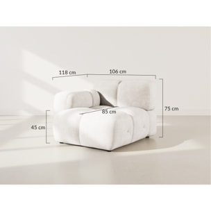 Grace - module d'assise gauche en velours texturé - Beige