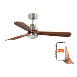 LANTAU XL LED Ventilateur de plafond nickel mat/noyer TUYA