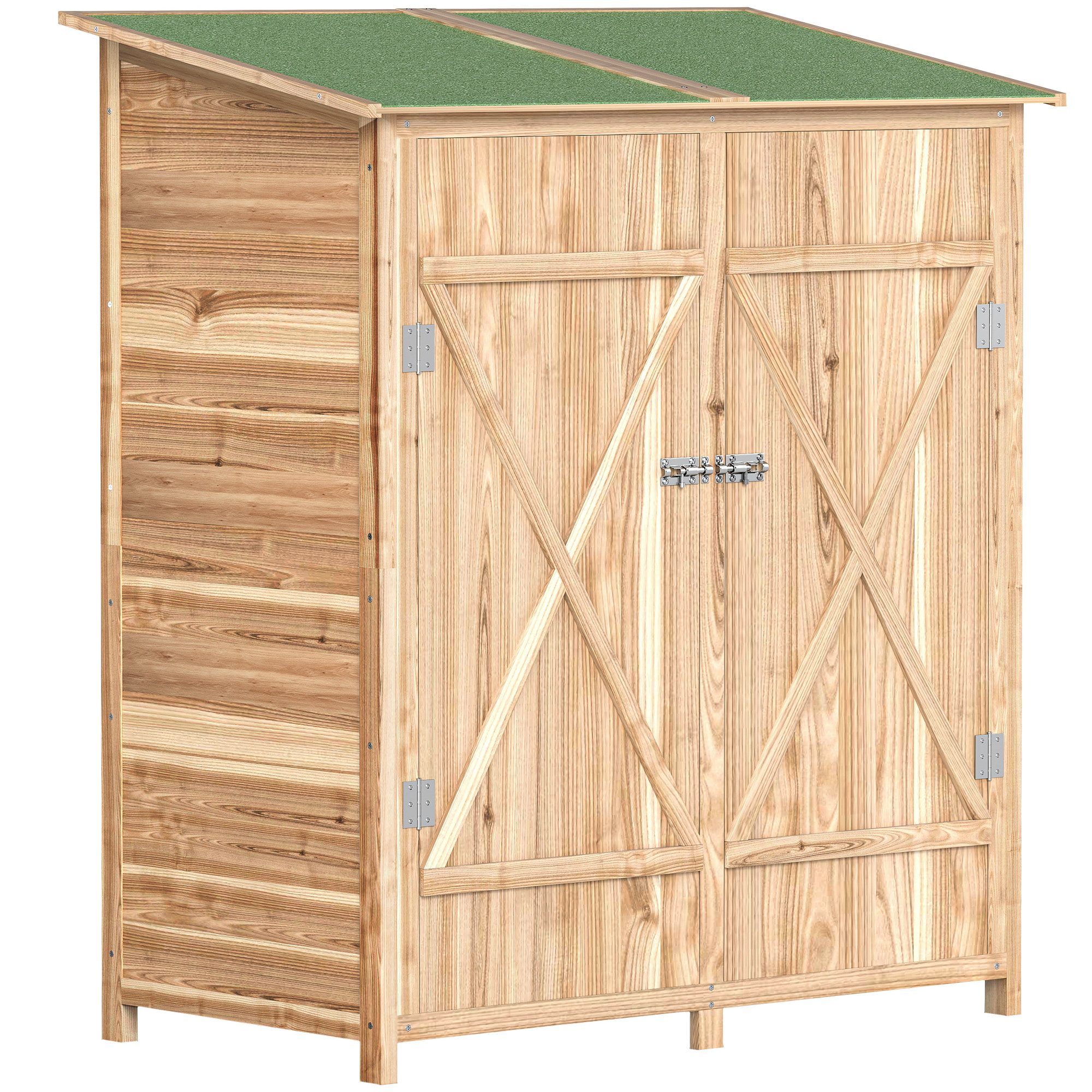 Armoire de jardin bois 2 portes 2 étagères toit bitumé 140 x 75 x 157 cm