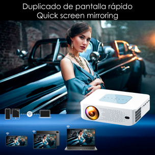 Proiettore LCD Y2 supporto 4K UHD, mirroring dello schermo per iOS e Android. Da 60 a 150 pollici, 260 lm. Con telecomando.