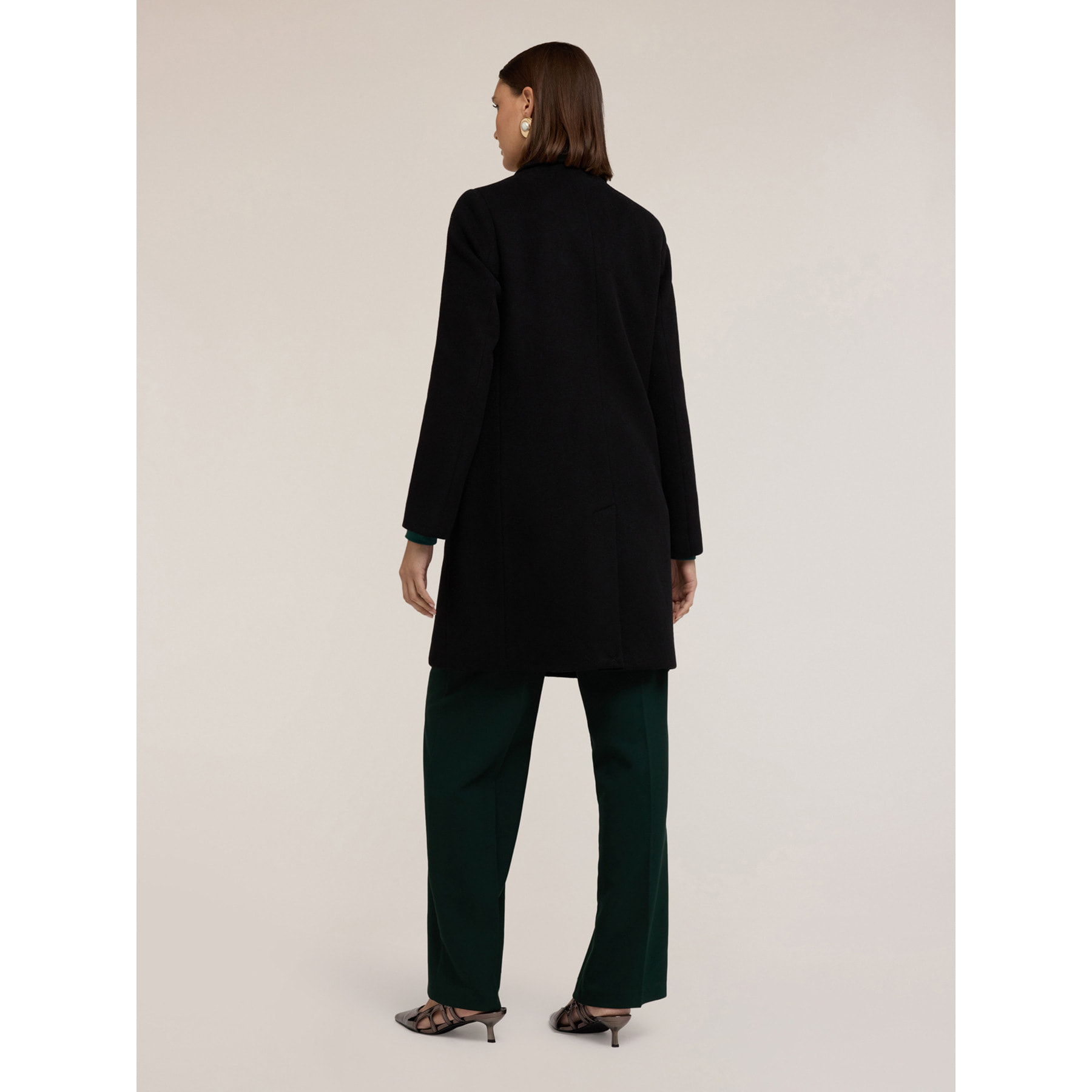 Motivi - Cappotto in misto lana ammagliato - Nero