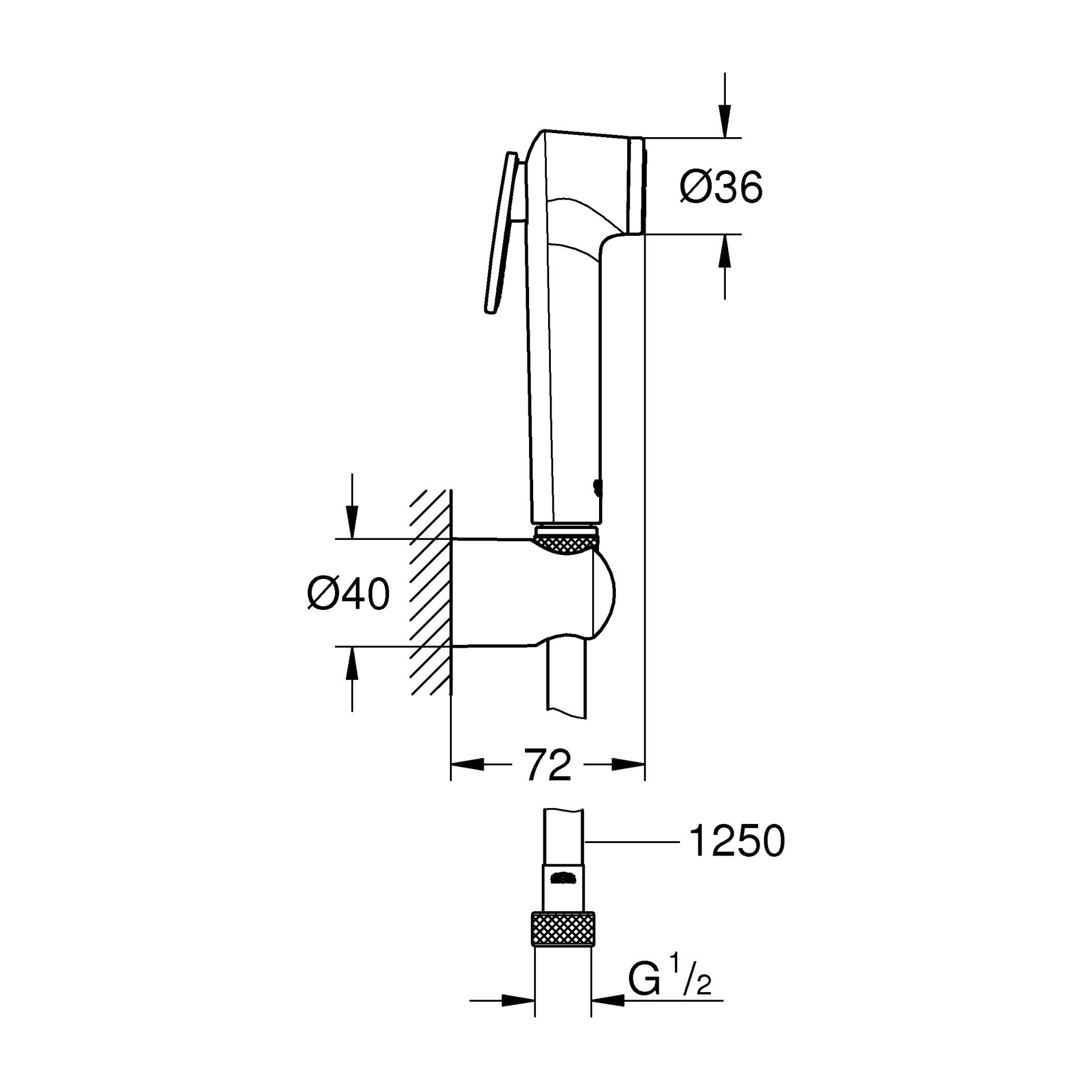 GROHE Vitalio Trigger Spray 30 Ensemble de douche 1 jet avec support mural Chromé