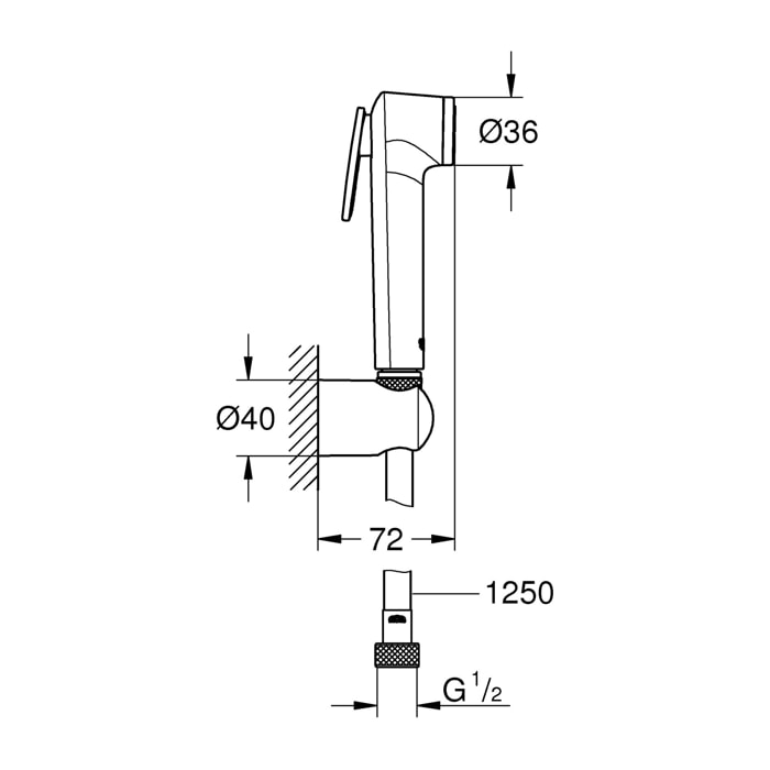 GROHE Vitalio Trigger Spray 30 Ensemble de douche 1 jet avec support mural Chromé 26175001