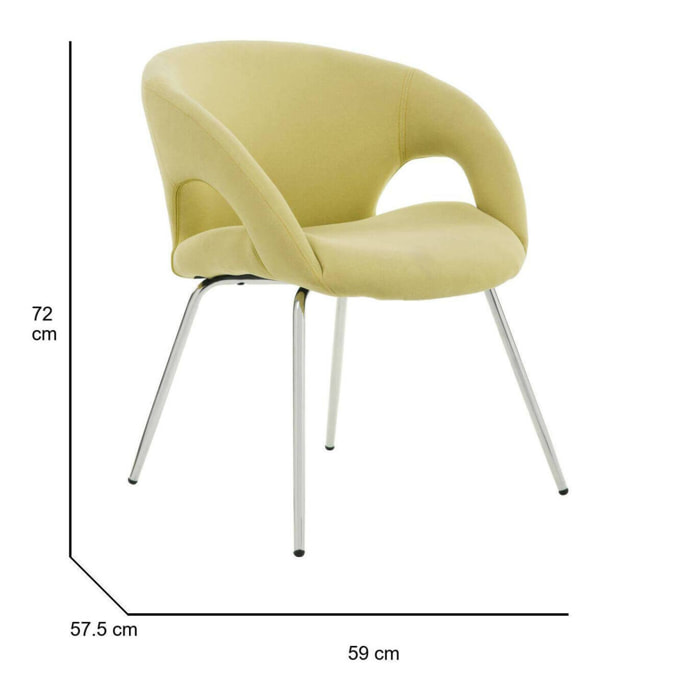 Sedia da ufficio Bathurst, Seduta da attesa con braccioli per ufficio, Seduta ergonomica da attesa, 58x59h72 cm, Giallo