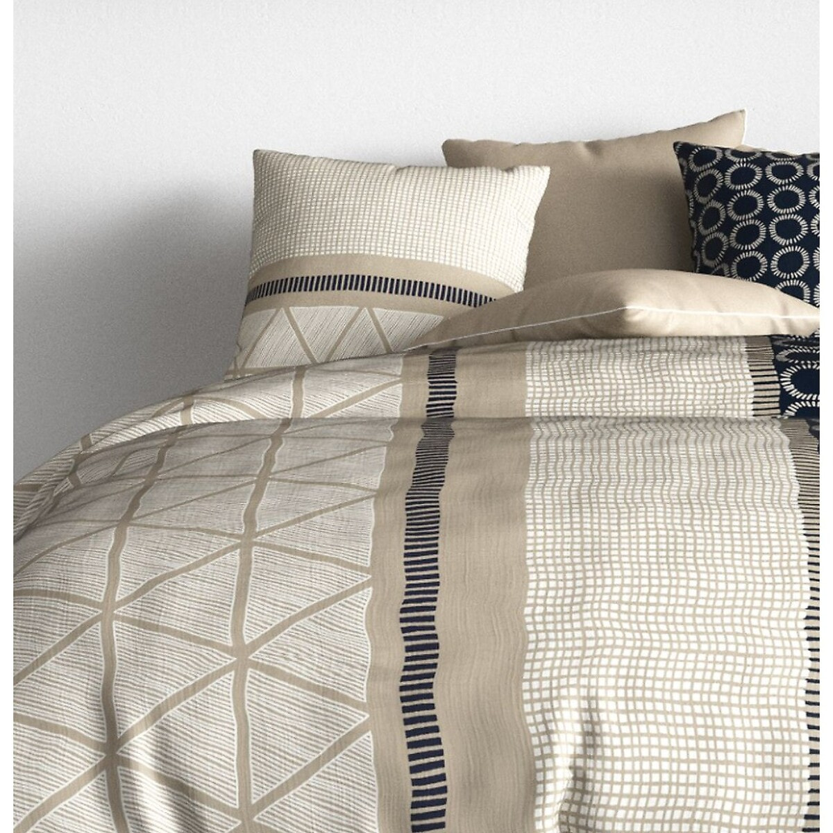 Parure housse de couette coton beige