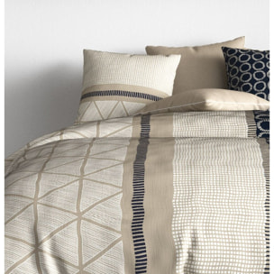Parure housse de couette coton beige