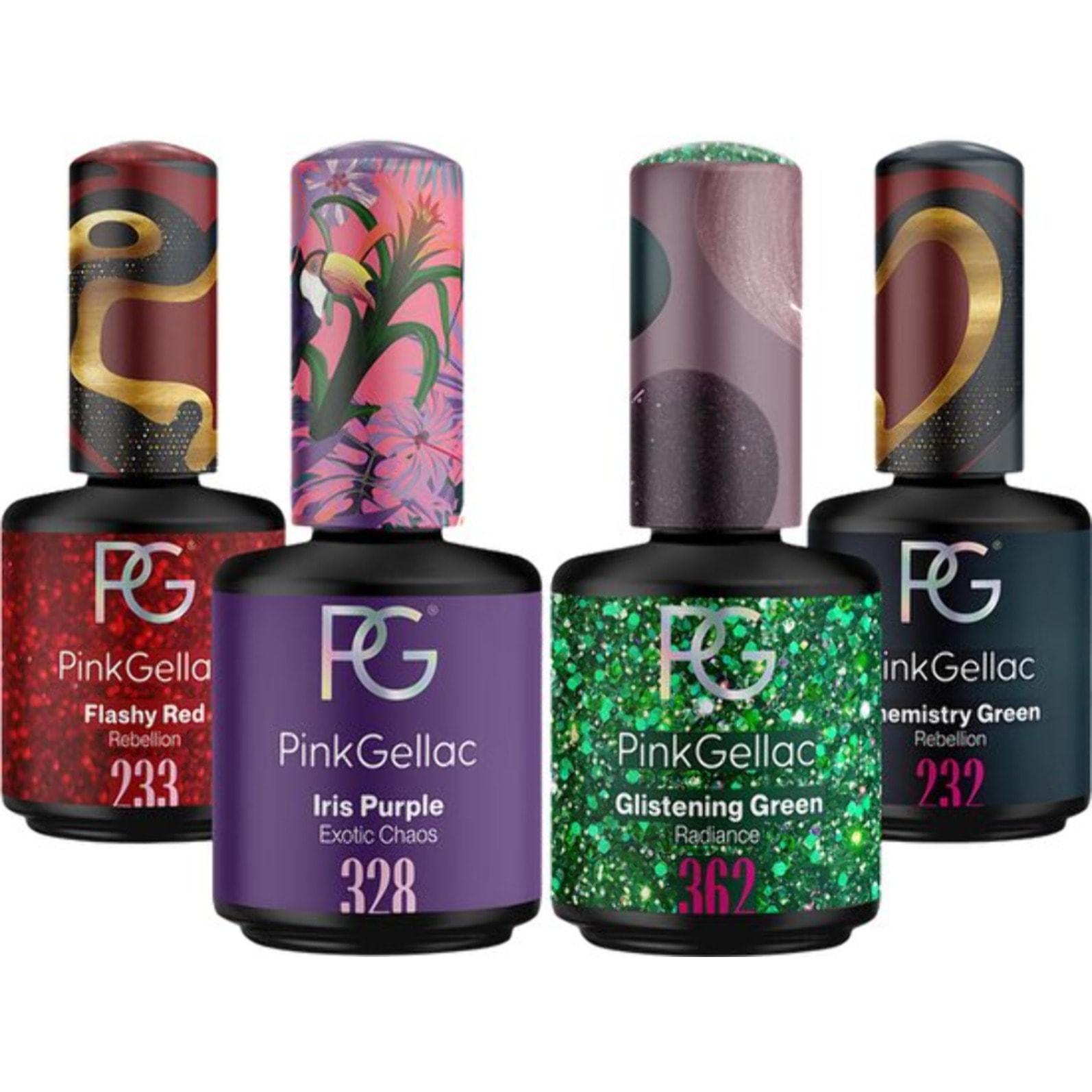 Set vernis semi-permanent - 4 x 15 ml 2x Vert, Rouge & Violet