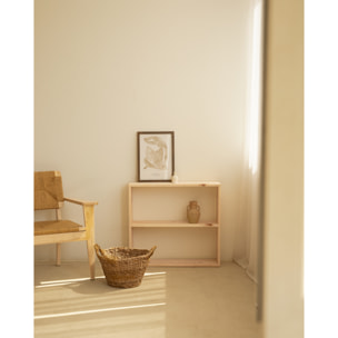 Estantería de madera maciza tono natural con 1 estante Alto: 74 Largo: 80 Ancho: 20