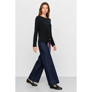Kocca - Blusa girocollo a maniche lunghe con nodo frontale Donna